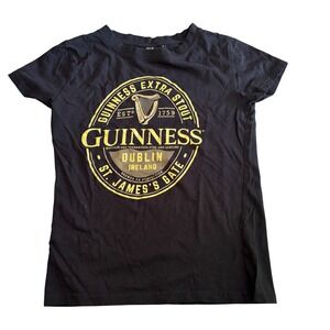Guinness Extra Stout T-Shirt Womens Medium Black Gold Graphic Tee